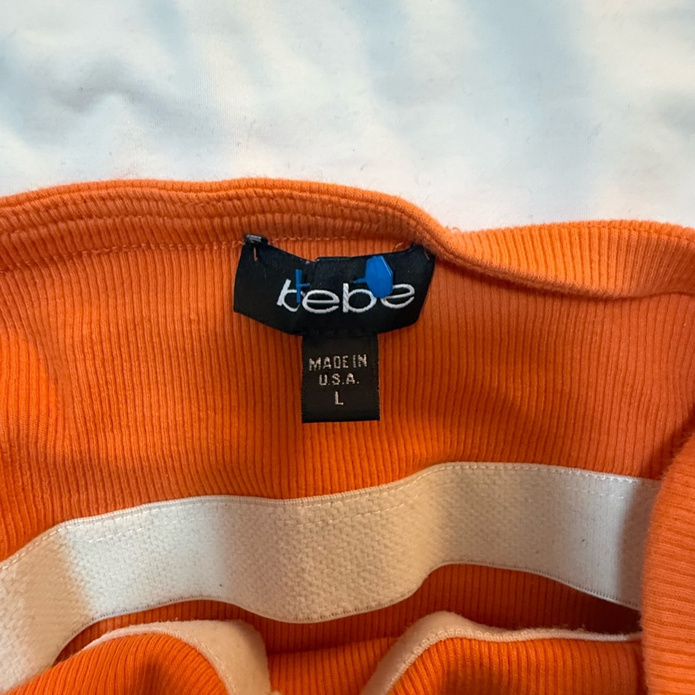 Bebe Vibrant Orange Tube Top with Metallic Logo - Picture 3 of 3